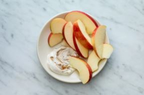 Apple slices with all-natural yogurt